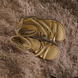 Gold Sparkly Gladiator Sandals, Girls Size 3, Cat & Jack, no tags